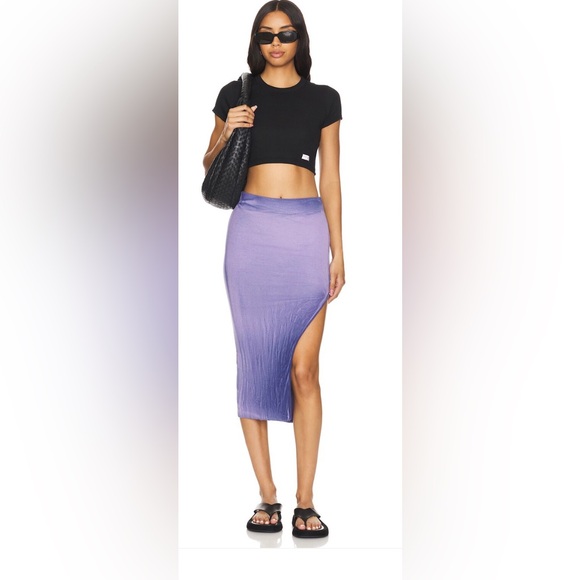 Cotton Citizen Fully Lined Rib Knit Midi Skirt, Lilac Mix, NWT - Picture 1 of 4